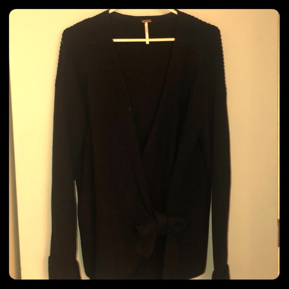 Free people black wrap cardigan